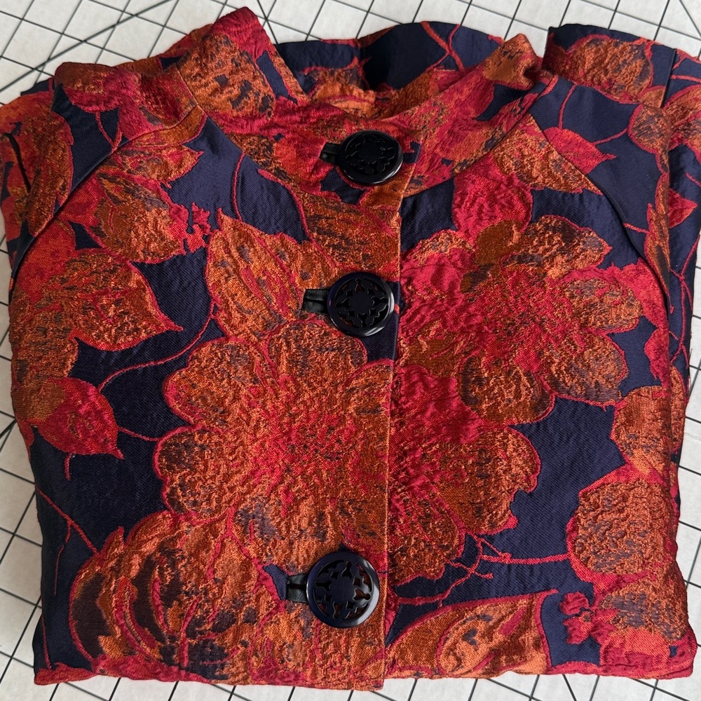 1960s Style Brocade Swing Jacket “Jackie O” Evening Coat • Mandarin Collar - Picture 14 of 15